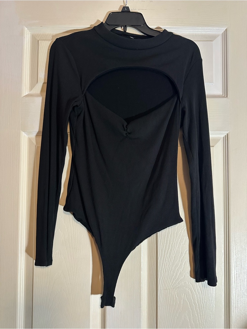 Lulu's Black Long-Sleeve Cutout Bodysuit